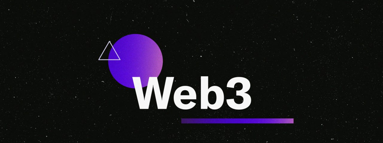Web3 on a black background with shapes