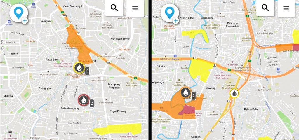 Visuals of citizens and local authorities reporting information on CogniCity Open-source Software deployed in Indonesia