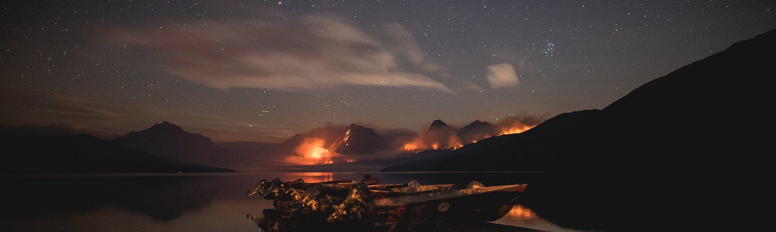 A Clear Night over the Sprague Fire in the summer/fall 2017 at Glacier National Park