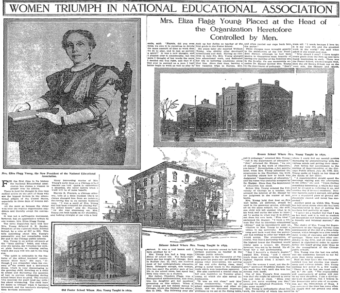 1918 page from “Sunday Magazine” when Young became head of the National Educational Association.