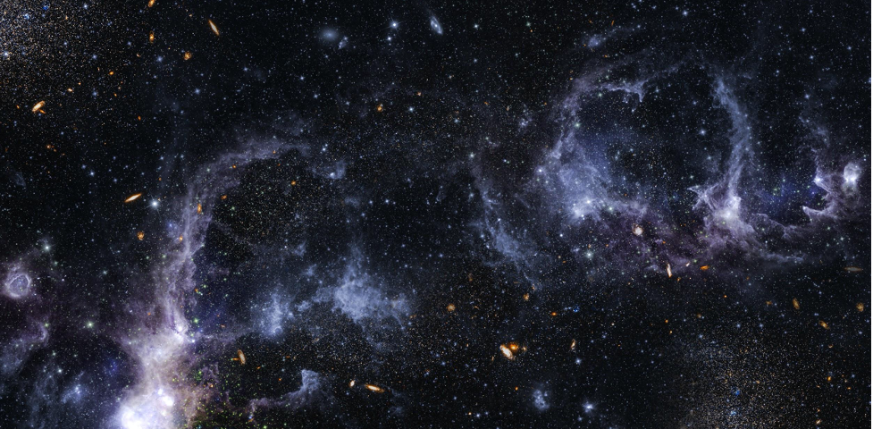 dark night sky with clusters of stars