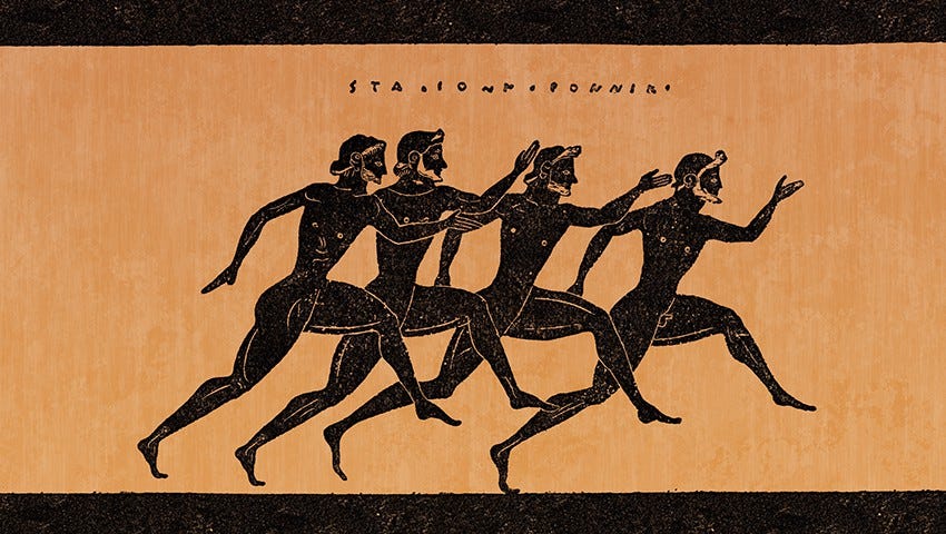 Male race on a 5th century BC Greek vase. J.-C.