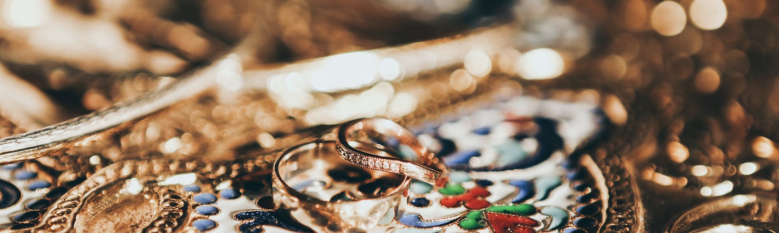 A bunch of jewellery piled up together