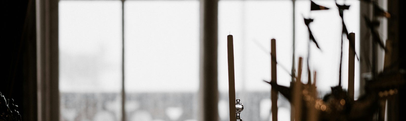 A table set in front of a window