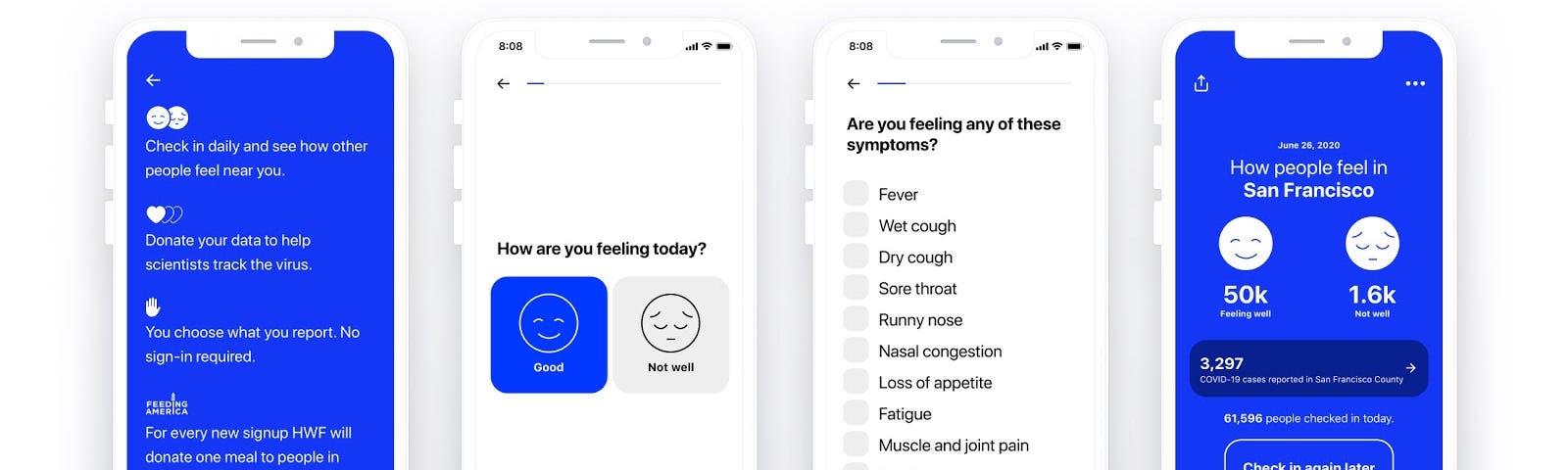 Screens from the How We Feel app.