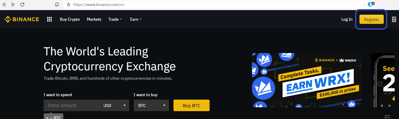 binance vinde bitcoin pentru usd