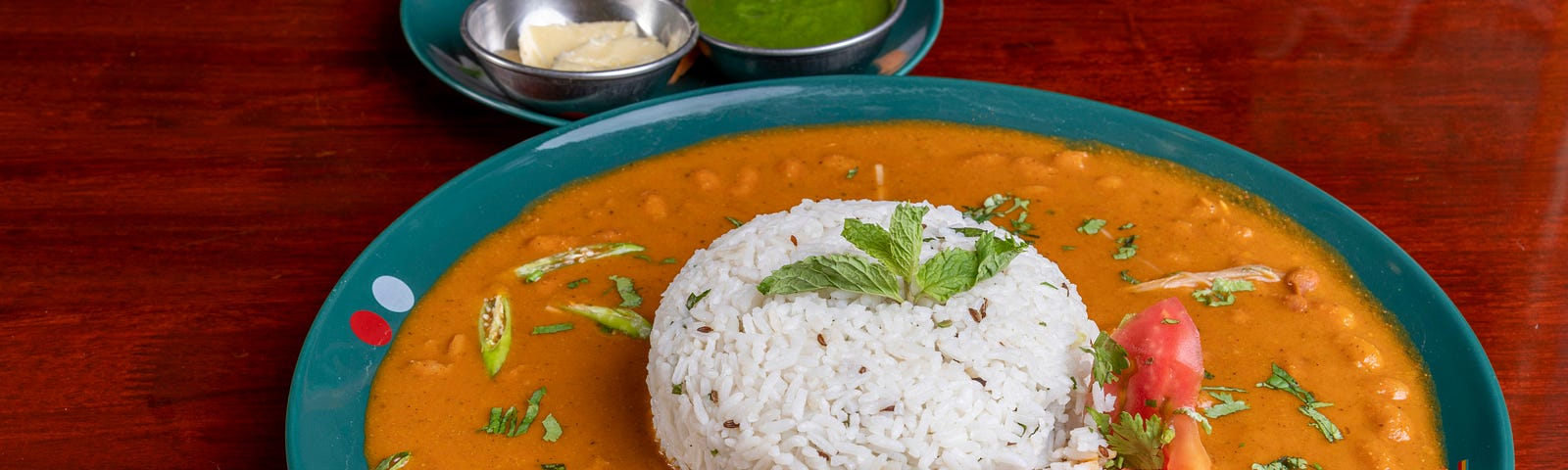 A plate filled with Rice and Kidney beans( Rajma Chawal )