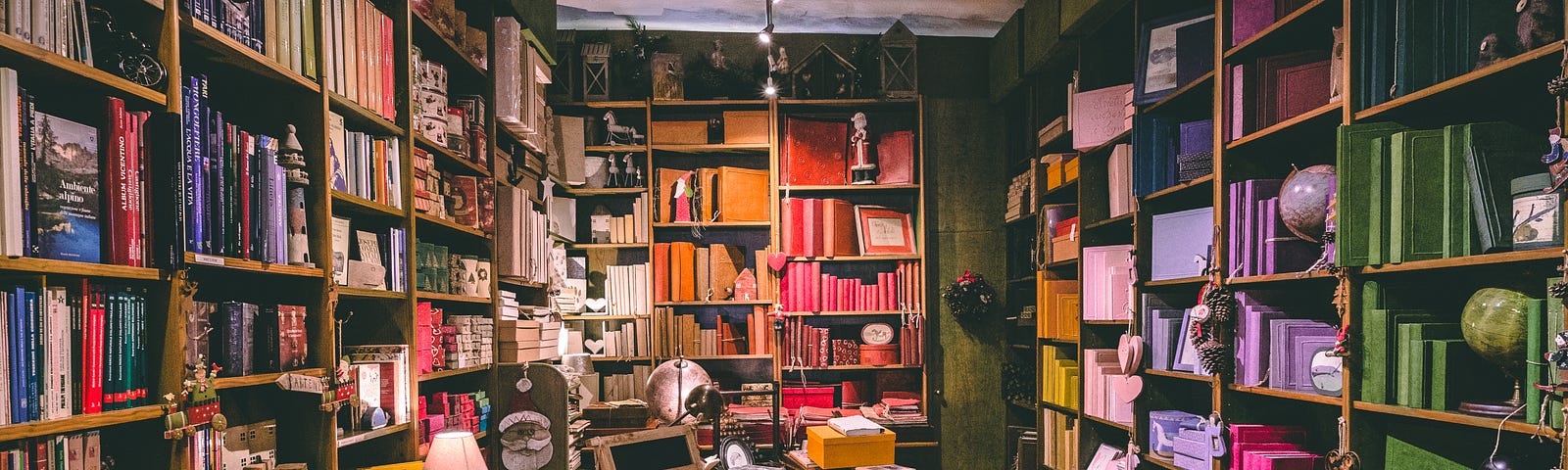 The interior of a colorful, independent bookshop.