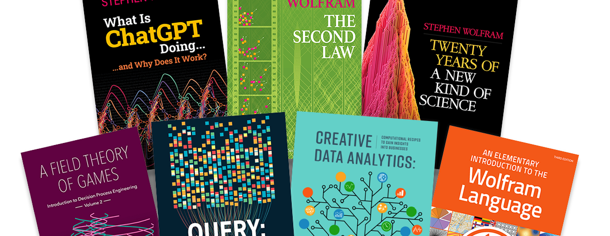 Seven book covers of books published by Wolfram in 2023