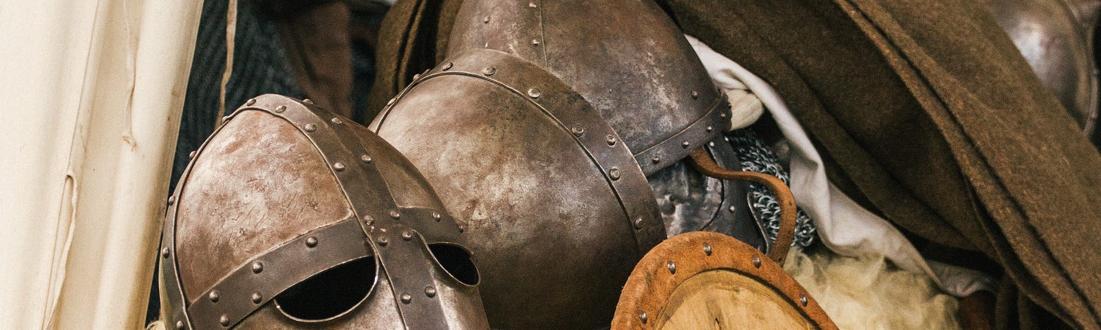 Medeival helmets and shield