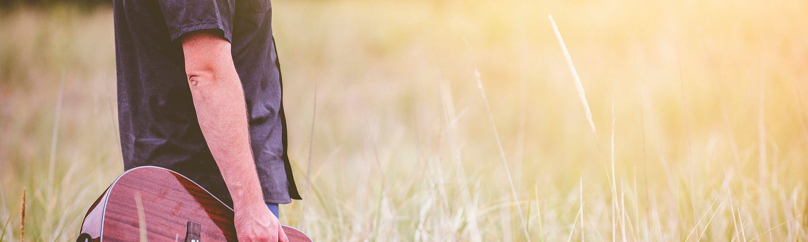 guitar in a field of tall grass