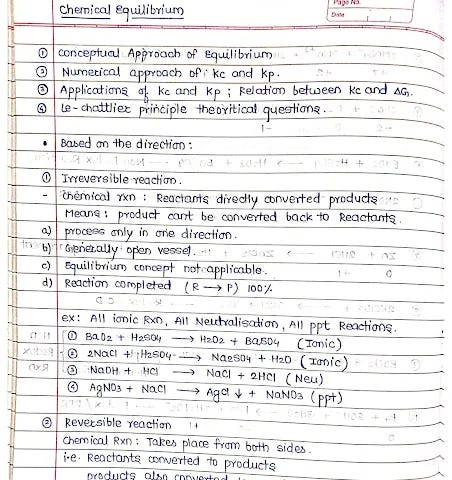 Chemical Equilibrium — Chemistry Short Notes 📚