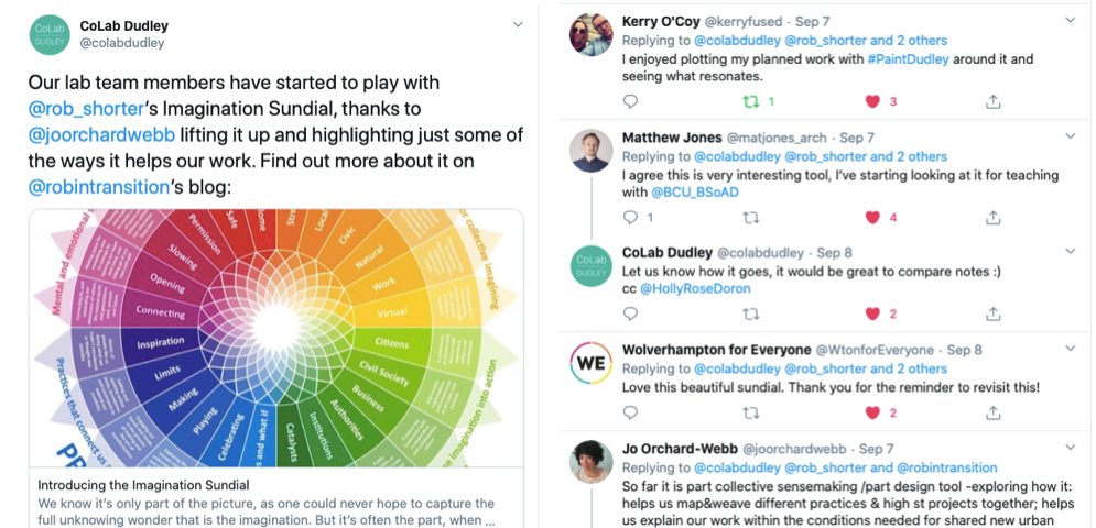 Screenshot of CoLab Dudley tweets about our begining playing with the Sindial