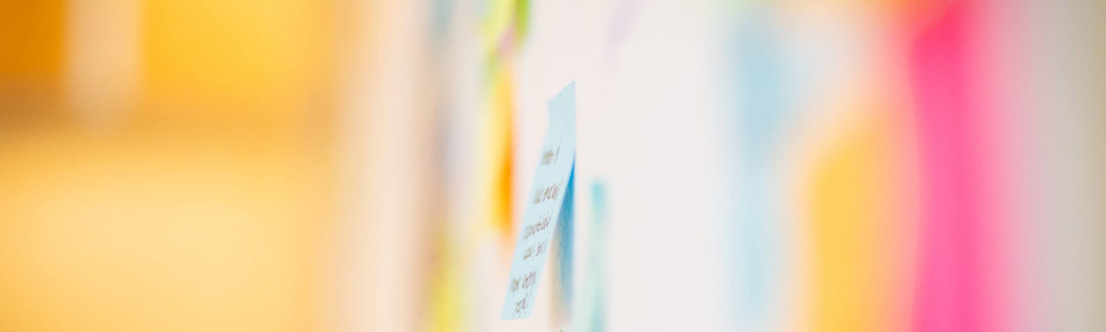 photo showing post it notes and ideas written on a wall in a workshop setting