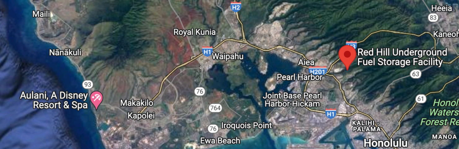 Site of Red Hill Underground Fuel Storage in O’ahu courtesy Google Maps