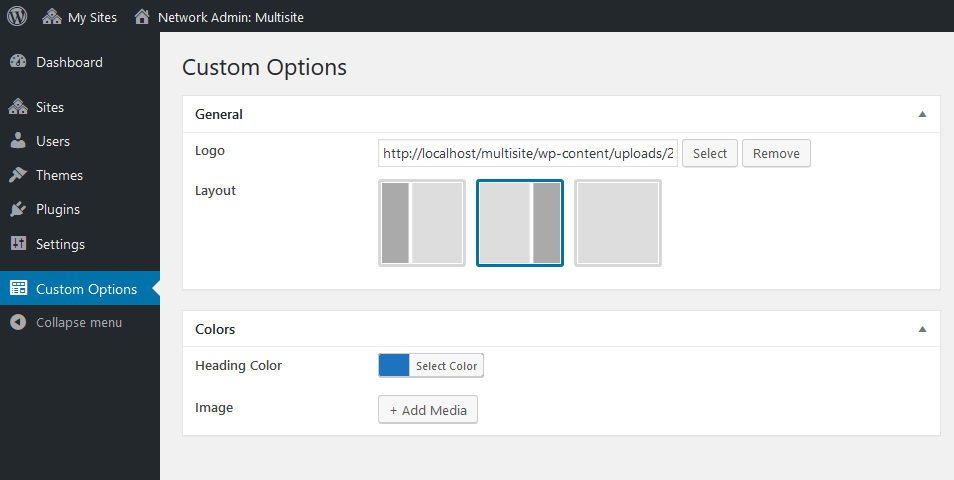 Network settings page