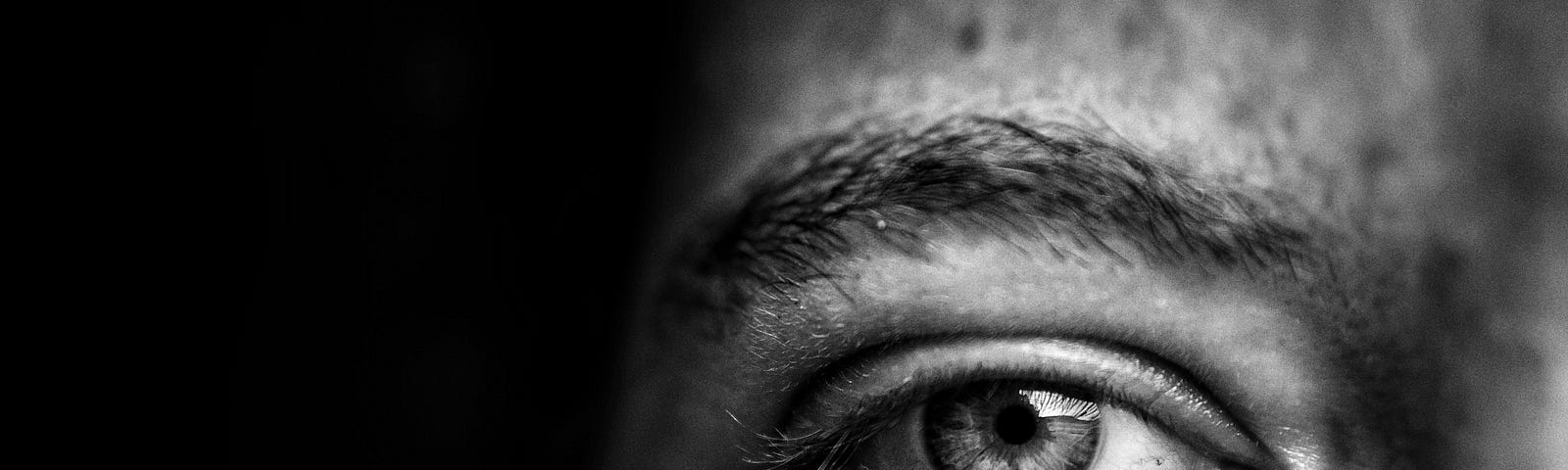 Black and white image of person's eye.