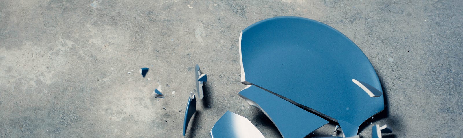 Image of a blue plate smashed on the floor for article titled “What If You Can’t Fix Yourself” on The Reflectionist