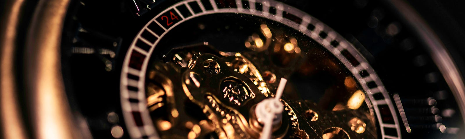Close-up of a gold watch or clock