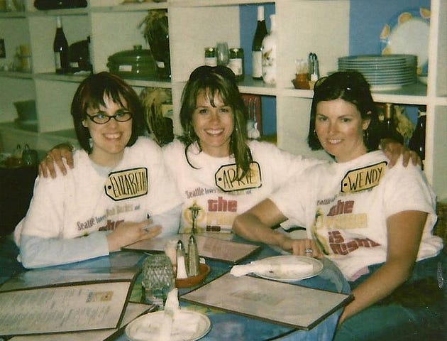 Me, with my two partners in Price Is Right crime, preparing to be part of the studio audience. Photo from author.