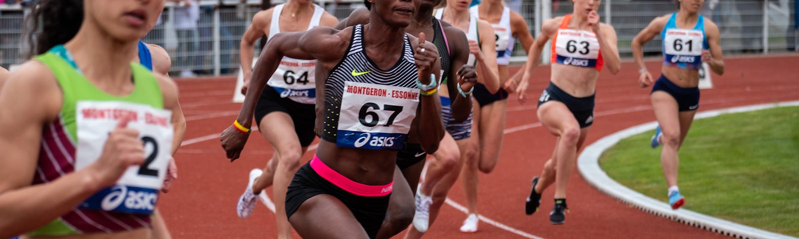 Eight women running a race