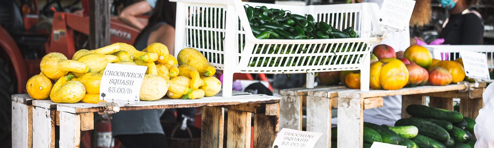 Photo of fruit and vegetables at a market.