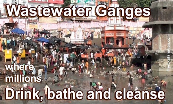 Wastewater, cremations. Ganges, India. Where millions drink, bathe, and cleanse.