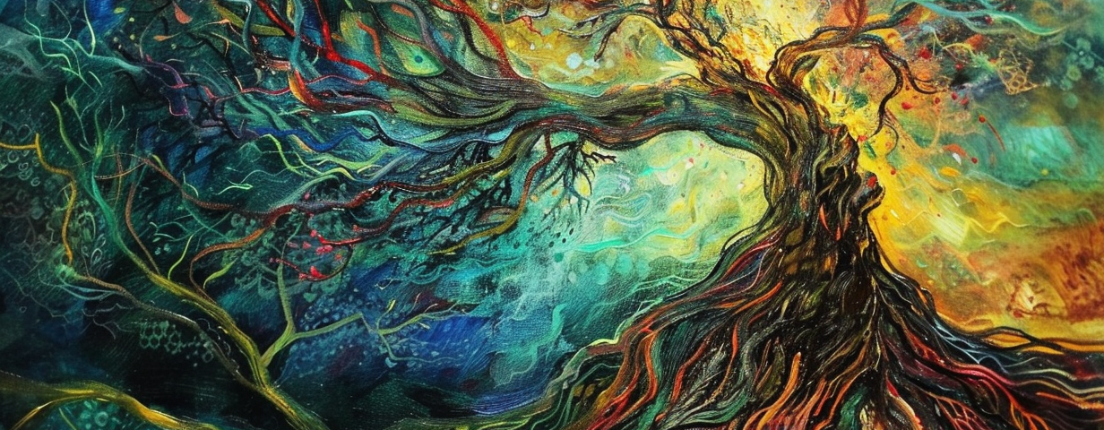 A beautiful, powerful tree with colorful roots