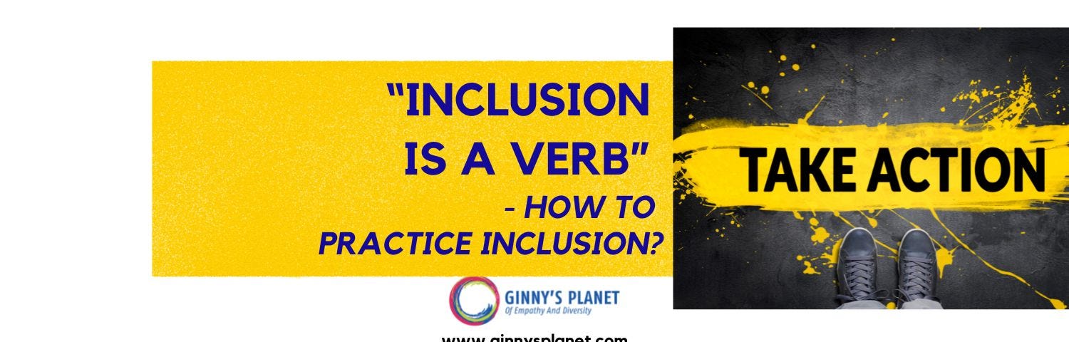 Text says: Take action. Inclusion is a verb