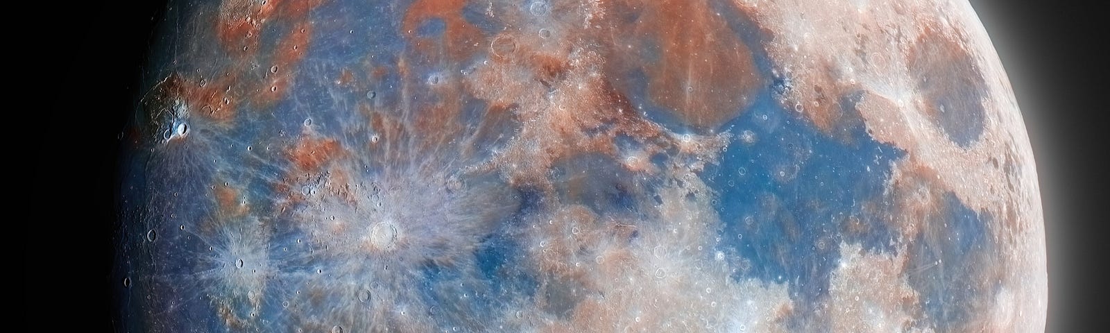 An amazing picture of the Moon full of colours, by Andrew McCarthy Cosmic Background https://cosmicbackground.io