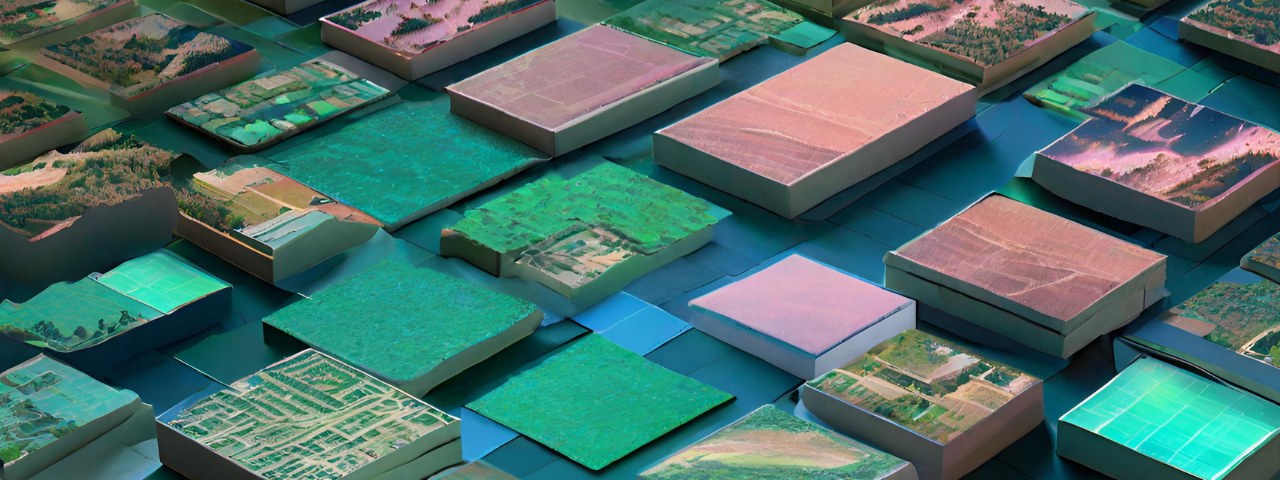 Cover photo of tiles of satellite images being processed at batch scale.