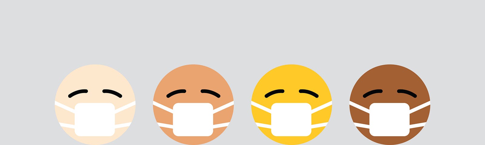 Four cartoon heads are displayed horizontally. Each wears a white face mask. The heads are tan, light brown, yellow, and dark brown, respectively. SARS-CoV-2 infection can increase the odds of being diagnosed with type 2 diabetes in one year by more than three times.