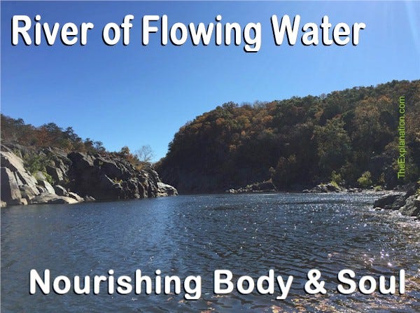 A river of flowing water issued from Eden, nourishing the bodies and souls of humankind.