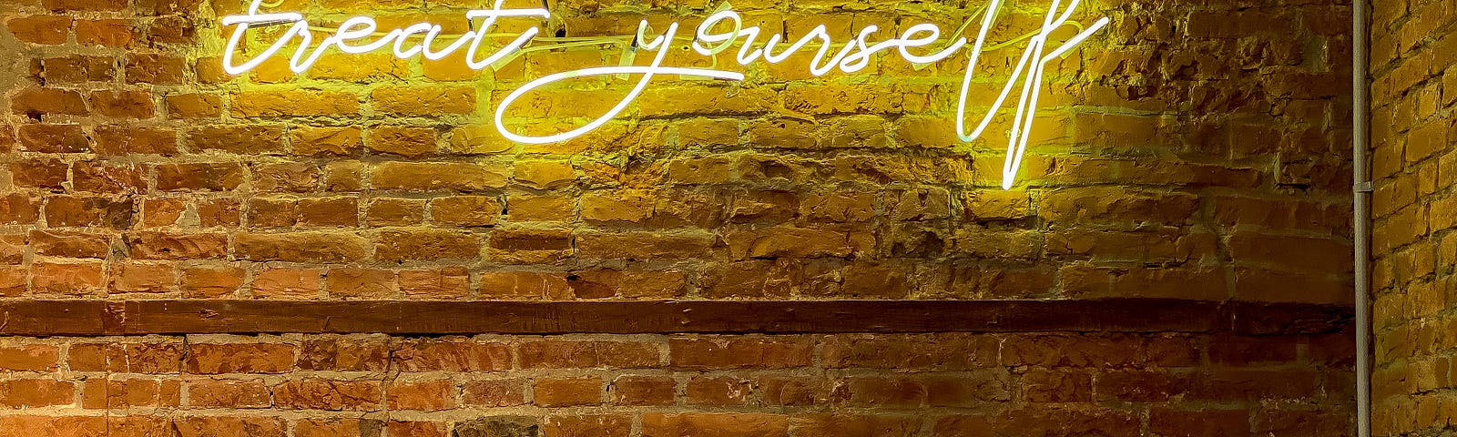 Neon Treat Yourself sign, Life Coach, Uplifting Conversation, Inspiration, Being Seen