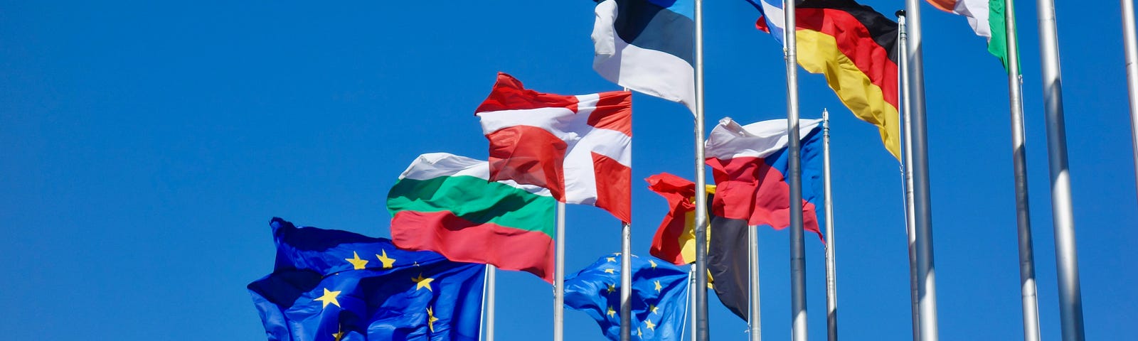 Flags of the European Union member countries.