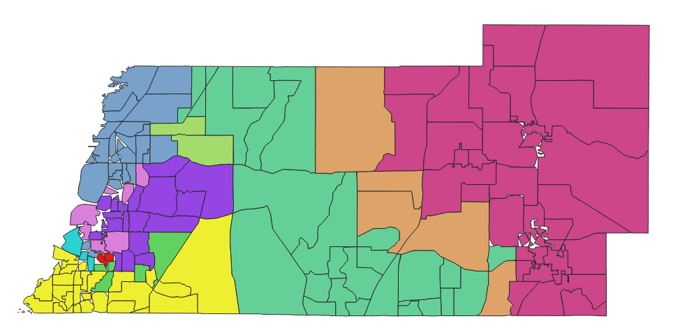 A map of Pasco County, Florida voting precincts.