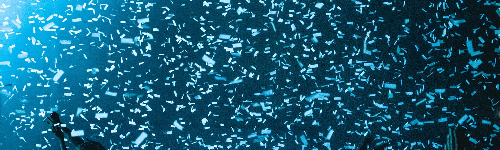 Confetti falling over a crowd