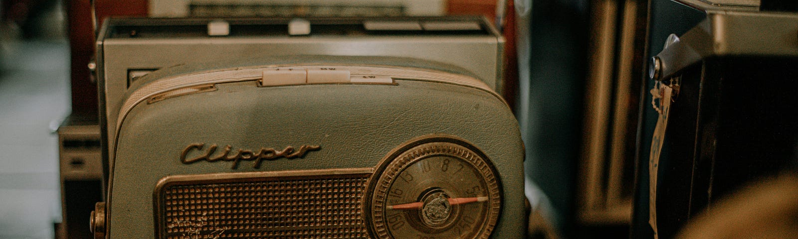 Old fashioned looking radio called a “Clipper.”