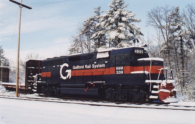 Description English: An EMD GP40 at the Wells Industrial Park in Wells, Maine, adjacent to the mainline of Guilford Rail System (formerly the Boston and Maine Railroad).AuthorBMRR at en.wikipedia, This file is licensed under the Creative Commons Attribution-Share Alike 3.0 Unported license.File:EMD GP40 B&M 339 Wells Maine.jpg — Wikimedia Commons