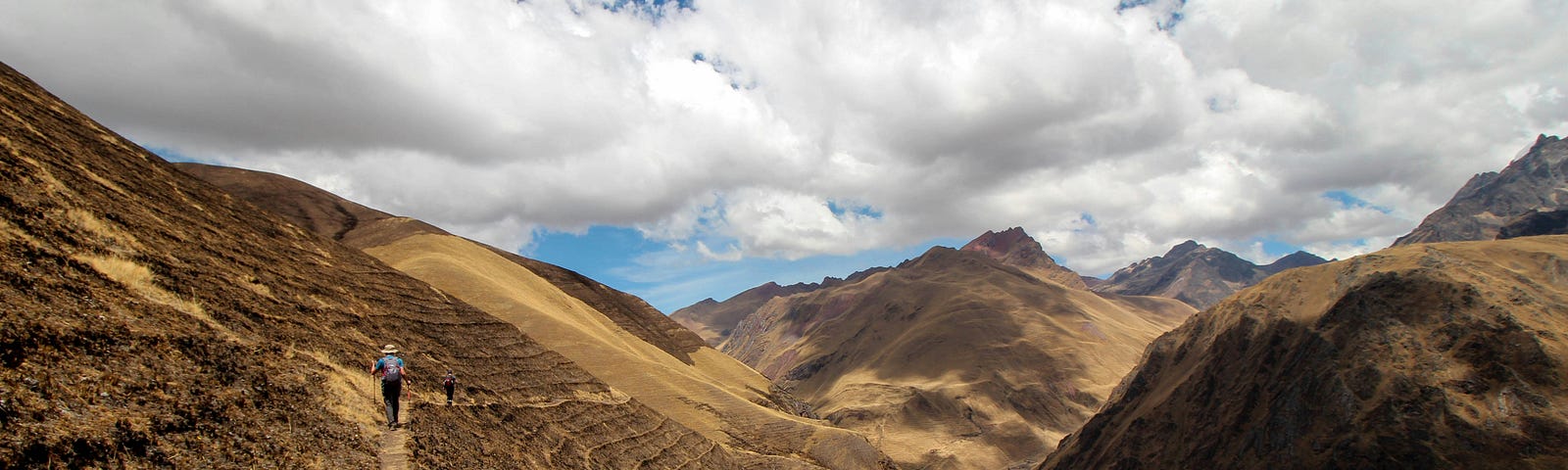 A hiking path high in the Peruvian Andes mountains