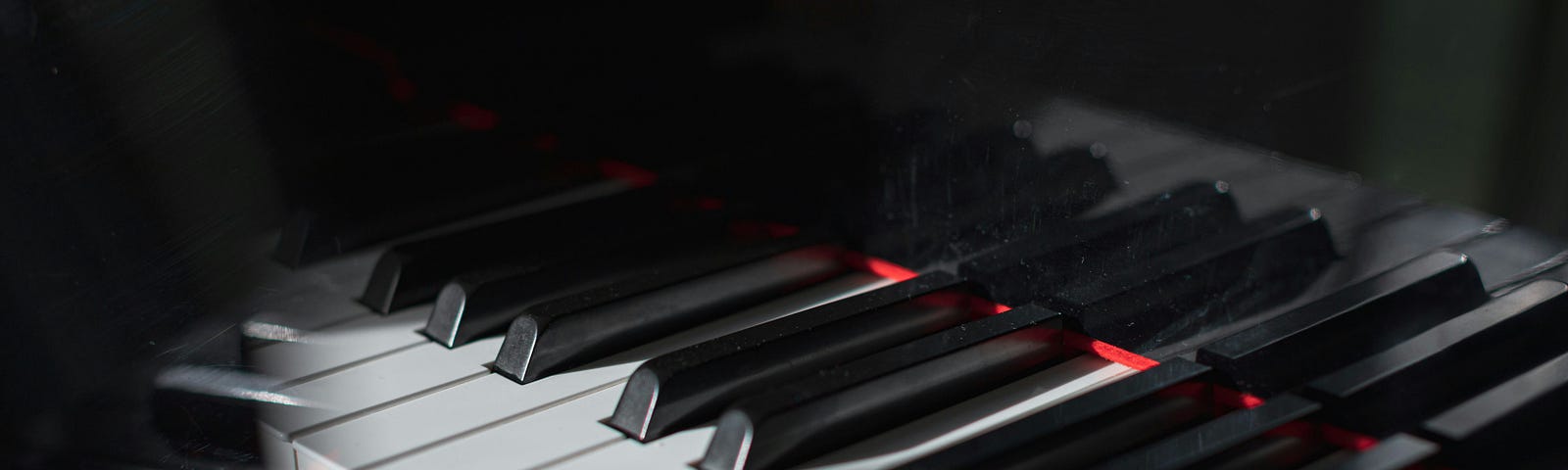 A closeup of a piano keyboard.