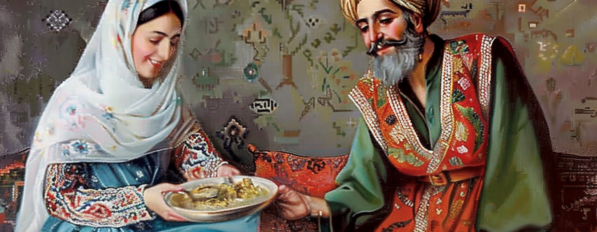 The author dining with Rumi at a feast to which readers are invited