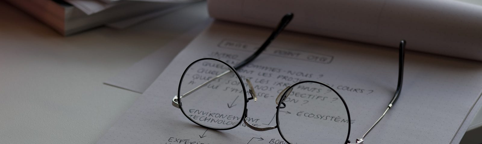 Glasses on a notepad