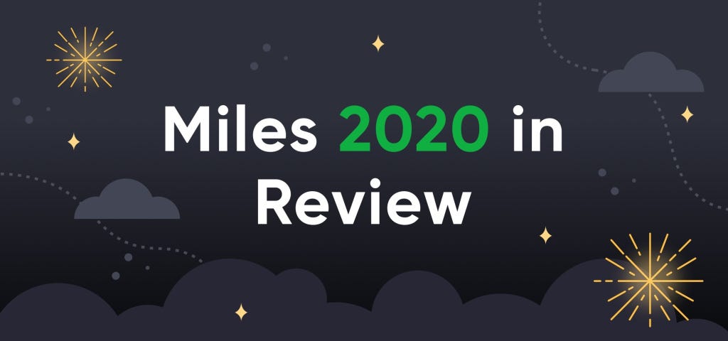 Miles 2020 in Review on black background with fireworks