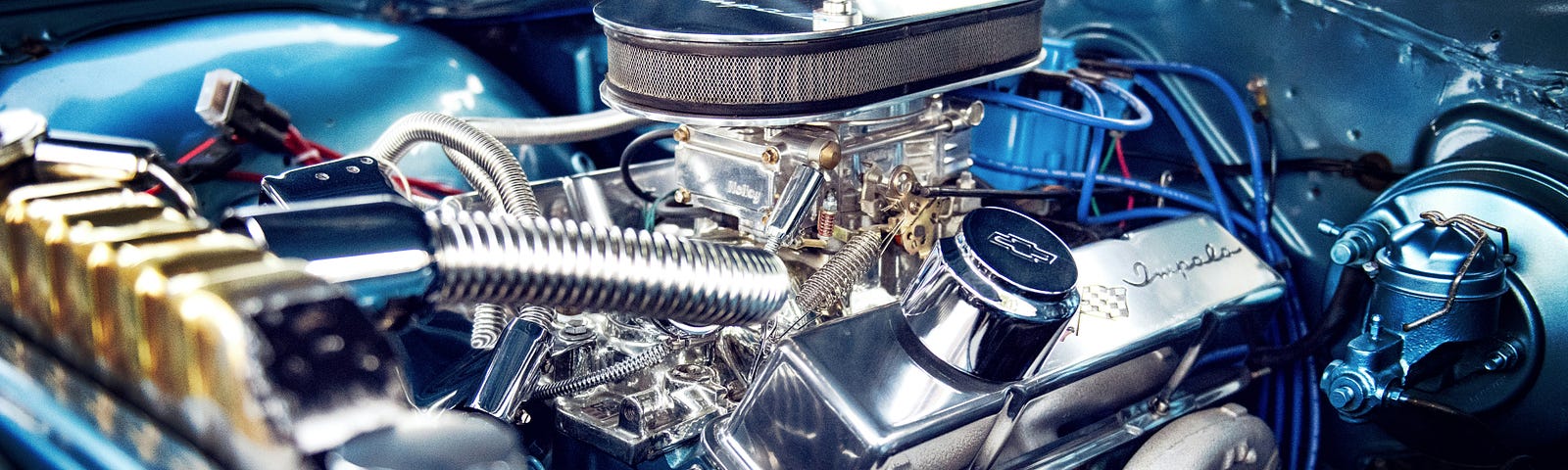 A gleaming car engine