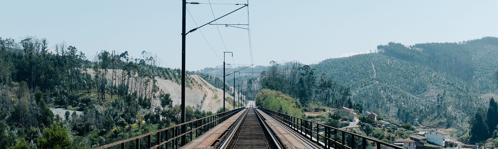 Looking back down the train line