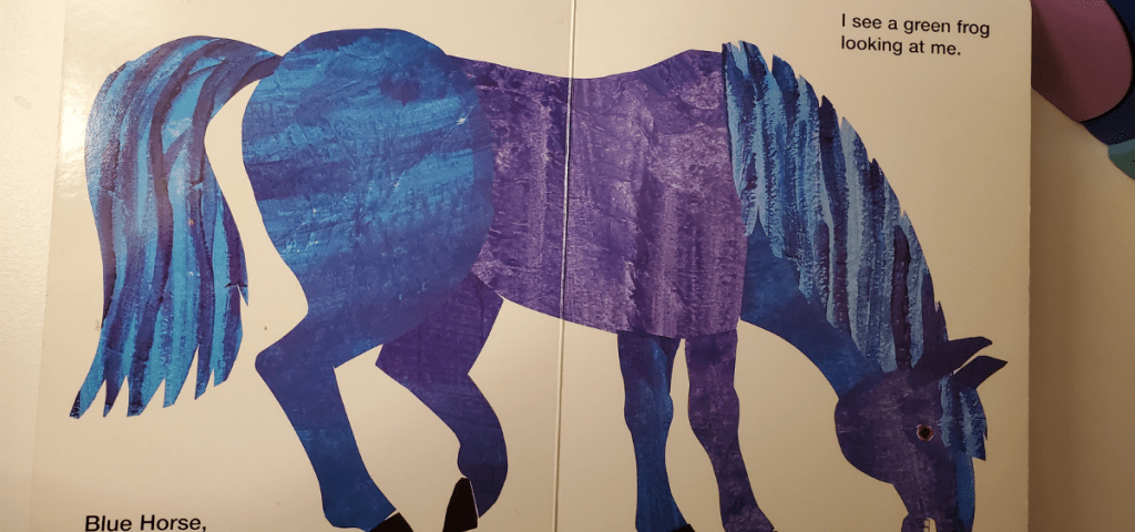 Image of the Blue Horse from the book Brown Bear, Brown Bear, What Do You See? by Bill Martin, Jr. and Eric Carle