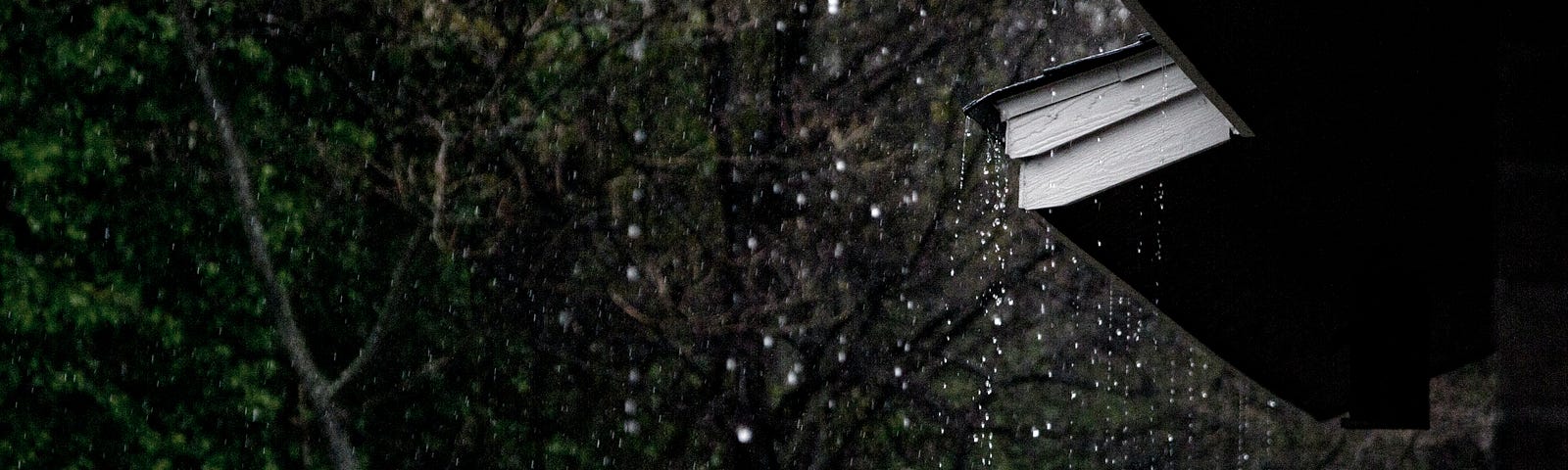 Rain dripping from a roof