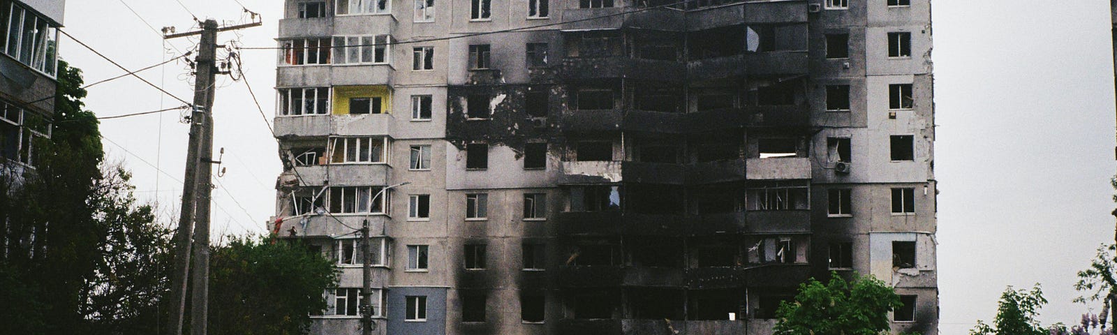 War damaged building in Ukraine