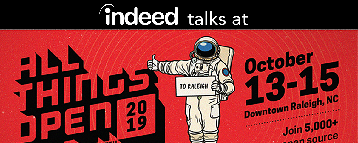 Flyer for All Things Open shows a cartoon astronaut hitchhiking to Raleigh, North Carolina to get to the conference